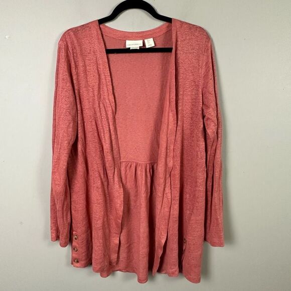 100% linen Lagenlook boho coastal open front cardigan mauve pink - Picture 1 of 5